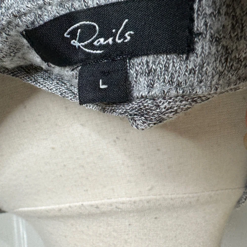 Rails Leigh Melange Gray Pullover Top Long Sleeve Lace Up Shirt Women's Large